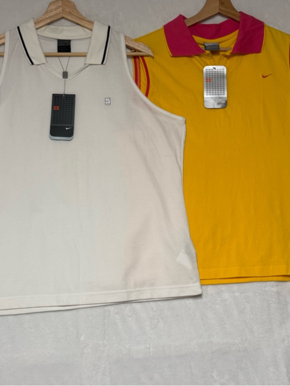 Nike Set of 2 White and Yellow Sleeveless Polo Tanks